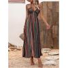 imageMakeMeChic Womens Boho Striped Print Halter Neck Tie Back Maxi Dress Split Thigh High Waist Summer Cami DressBrown