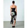 imageMakeMeChic Womens Floral Sleeveless Tube Dress Summer Ruched Mesh Hem Ruffle Maxi DressBlack