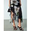 imageMakeMeChic Womens Floral Sleeveless Tube Dress Summer Ruched Mesh Hem Ruffle Maxi DressBlack