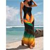 imageMakeMeChic Womens Mesh Cheetah Floral Maxi Coverup Dress Cowlneck Backless Criss Cross Beach DressGreen Multi