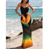 imageMakeMeChic Womens Mesh Cheetah Floral Maxi Coverup Dress Cowlneck Backless Criss Cross Beach DressGreen Multi