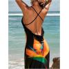 imageMakeMeChic Womens Mesh Cheetah Floral Maxi Coverup Dress Cowlneck Backless Criss Cross Beach DressGreen Multi