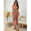 imageMakeMeChic Womens Mesh Cheetah Floral Maxi Coverup Dress Cowlneck Backless Criss Cross Beach DressMulticolor