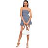 imageMakeMeChic Womens Party Tube Top Dress Strapless Mini Dress Ruched A Line Flare Ruffle Going Out Short DressBlue
