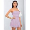 imageMakeMeChic Womens Party Tube Top Dress Strapless Mini Dress Ruched A Line Flare Ruffle Going Out Short DressMauve Purple