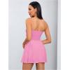 imageMakeMeChic Womens Party Tube Top Dress Strapless Mini Dress Ruched A Line Flare Ruffle Going Out Short DressPink