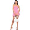 imageMakeMeChic Womens Party Tube Top Dress Strapless Mini Dress Ruched A Line Flare Ruffle Going Out Short DressPink