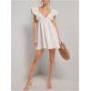 imageMakeMeChic Womens Ruffle Cap Sleeve Mini Dress Sweetheart Tie Back Summer Smock DressesWhite