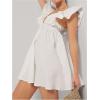 imageMakeMeChic Womens Ruffle Cap Sleeve Mini Dress Sweetheart Tie Back Summer Smock DressesWhite