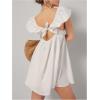 imageMakeMeChic Womens Ruffle Cap Sleeve Mini Dress Sweetheart Tie Back Summer Smock DressesWhite