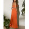 imageMakeMeChic Womens Sleeveless Criss Cross Halter Dress Cut Out High Waisted Split Thigh Maxi SundressOrange