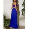 imageMakeMeChic Womens Sleeveless Criss Cross Halter Dress Cut Out High Waisted Split Thigh Maxi SundressRoyal Blue