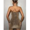 imageMakeMeChic Womens Sparkly Strapless Dress Bodycon Party Sexy Mini DressesGold