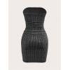 imageMakeMeChic Womens Sparkly Strapless Dress Bodycon Party Sexy Mini DressesSilver