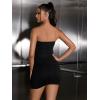 imageMakeMeChic Womens Strapless Dress Y2K Short Split Bodycon Mini Tube Party DressesBlack