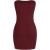 imageMakeMeChic Womens Strapless Dress Y2K Short Split Bodycon Mini Tube Party DressesBurgundy