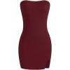 imageMakeMeChic Womens Strapless Dress Y2K Short Split Bodycon Mini Tube Party DressesBurgundy
