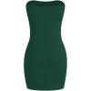 imageMakeMeChic Womens Strapless Dress Y2K Short Split Bodycon Mini Tube Party DressesDark Green