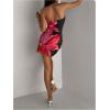 imageMakeMeChic Womens Strapless Dress Y2K Short Split Bodycon Mini Tube Party DressesFloral Multi