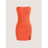 imageMakeMeChic Womens Strapless Dress Y2K Short Split Bodycon Mini Tube Party DressesOrange