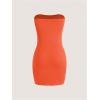 imageMakeMeChic Womens Strapless Dress Y2K Short Split Bodycon Mini Tube Party DressesOrange