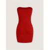 imageMakeMeChic Womens Strapless Dress Y2K Short Split Bodycon Mini Tube Party DressesRed