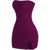 imageMakeMeChic Womens Strapless Dress Y2K Short Split Bodycon Mini Tube Party DressesRed Violet