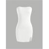 imageMakeMeChic Womens Strapless Dress Y2K Short Split Bodycon Mini Tube Party DressesWhite