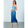imageMakeMeChic Womens Strapless Maxi Dress Cocktail Mesh Ombre Bodycon Tube DressesBlue