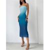 imageMakeMeChic Womens Strapless Maxi Dress Cocktail Mesh Ombre Bodycon Tube DressesBlue