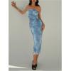 imageMakeMeChic Womens Strapless Maxi Dress Cocktail Mesh Ombre Bodycon Tube DressesBlue a
