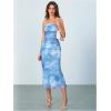 imageMakeMeChic Womens Strapless Maxi Dress Cocktail Mesh Ombre Bodycon Tube DressesBlue a