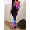 imageMakeMeChic Womens Strapless Maxi Dress Cocktail Mesh Ombre Bodycon Tube DressesBlue and Black