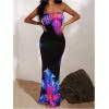 imageMakeMeChic Womens Strapless Maxi Dress Cocktail Mesh Ombre Bodycon Tube DressesBlue and Black