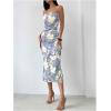 imageMakeMeChic Womens Strapless Maxi Dress Cocktail Mesh Ombre Bodycon Tube DressesBlue and White