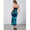 imageMakeMeChic Womens Strapless Maxi Dress Cocktail Mesh Ombre Bodycon Tube DressesGreen