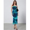 imageMakeMeChic Womens Strapless Maxi Dress Cocktail Mesh Ombre Bodycon Tube DressesGreen
