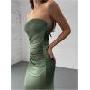 imageMakeMeChic Womens Strapless Maxi Dress Cocktail Mesh Ombre Bodycon Tube DressesGreen Ombre