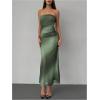 imageMakeMeChic Womens Strapless Maxi Dress Cocktail Mesh Ombre Bodycon Tube DressesGreen Ombre