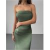 imageMakeMeChic Womens Strapless Maxi Dress Cocktail Mesh Ombre Bodycon Tube DressesGreen Ombre