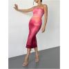 imageMakeMeChic Womens Strapless Maxi Dress Cocktail Mesh Ombre Bodycon Tube DressesHot Pink
