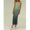 imageMakeMeChic Womens Strapless Maxi Dress Cocktail Mesh Ombre Bodycon Tube DressesLight Green