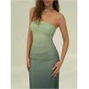 imageMakeMeChic Womens Strapless Maxi Dress Cocktail Mesh Ombre Bodycon Tube DressesLight Green