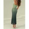 imageMakeMeChic Womens Strapless Maxi Dress Cocktail Mesh Ombre Bodycon Tube DressesLight Green