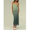 imageMakeMeChic Womens Strapless Maxi Dress Cocktail Mesh Ombre Bodycon Tube DressesLight Green