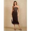 imageMakeMeChic Womens Strapless Maxi Dress Cocktail Mesh Ombre Bodycon Tube DressesMulticolor