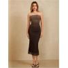 imageMakeMeChic Womens Strapless Maxi Dress Cocktail Mesh Ombre Bodycon Tube DressesMulticolor