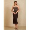 imageMakeMeChic Womens Strapless Maxi Dress Cocktail Mesh Ombre Bodycon Tube DressesMulticolor