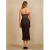 imageMakeMeChic Womens Strapless Maxi Dress Cocktail Mesh Ombre Bodycon Tube DressesMulticolor