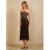 imageMakeMeChic Womens Strapless Maxi Dress Cocktail Mesh Ombre Bodycon Tube DressesMulticolor